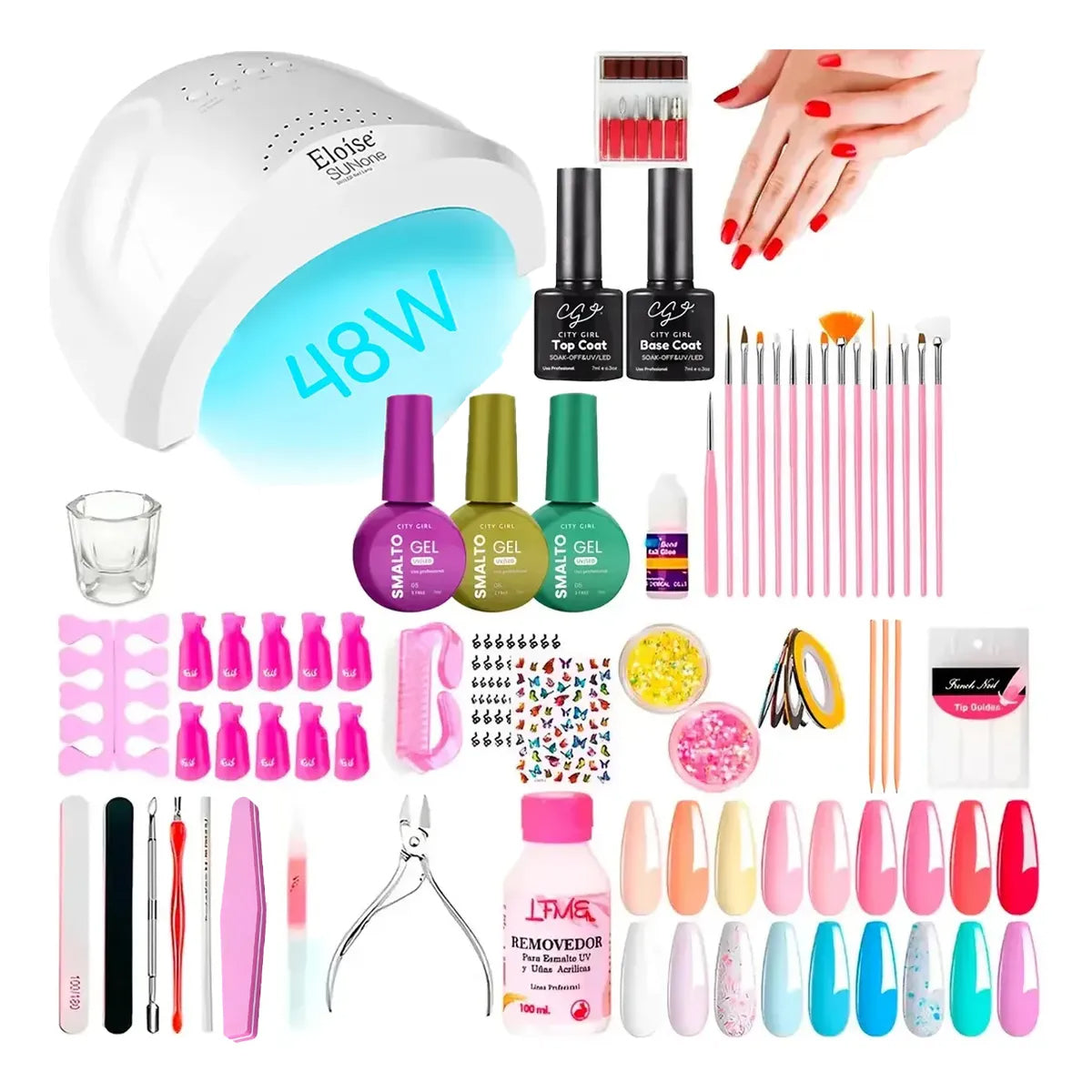 Kit Uñas Gelificadas Manicura Semipermanente Cabina Uv Led