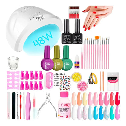 Kit Uñas Gelificadas Manicura Semipermanente Cabina Uv Led