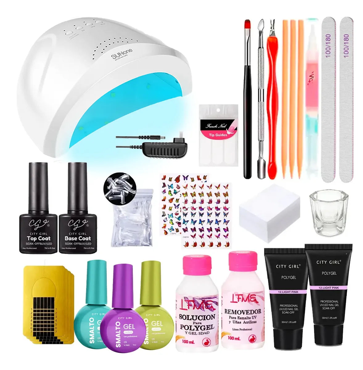 Kit Uñas Semipermanente X29u Cabina Tono Poligel Decoracion