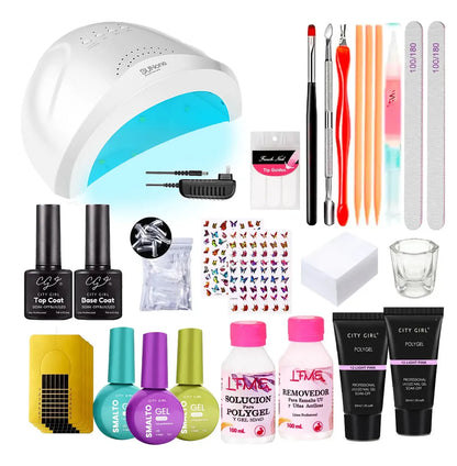 Kit Uñas Semipermanente X29u Cabina Tono Poligel Decoracion