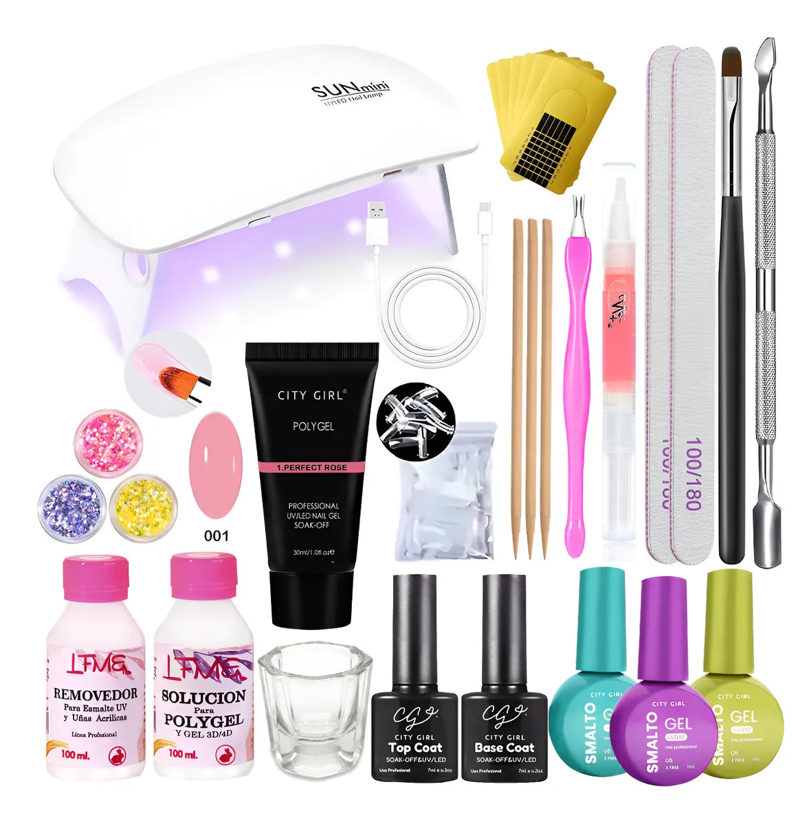 Kit Polygel Completo Cabina Uñas Manicura Semipermanente