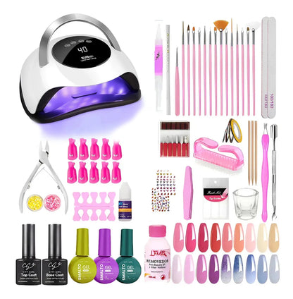 Kit Manicura Semipermanente Uñas Gel Completo Cabina Uv Led Blanco