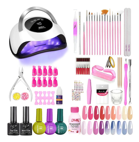 Kit Manicura Semipermanente Uñas Gel Completo Cabina Uv Led Blanco