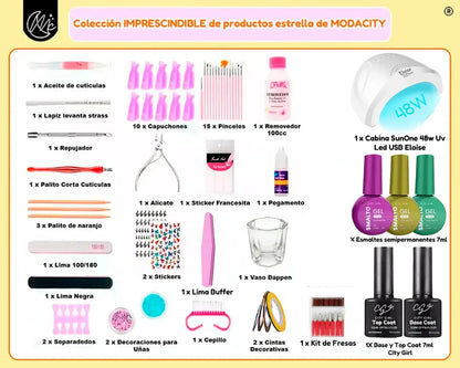 Kit Uñas Gelificadas Manicura Semipermanente Cabina Uv Led
