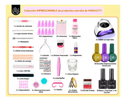 Kit Manicura Semipermanente Uñas Gel Completo Cabina Uv Led Blanco