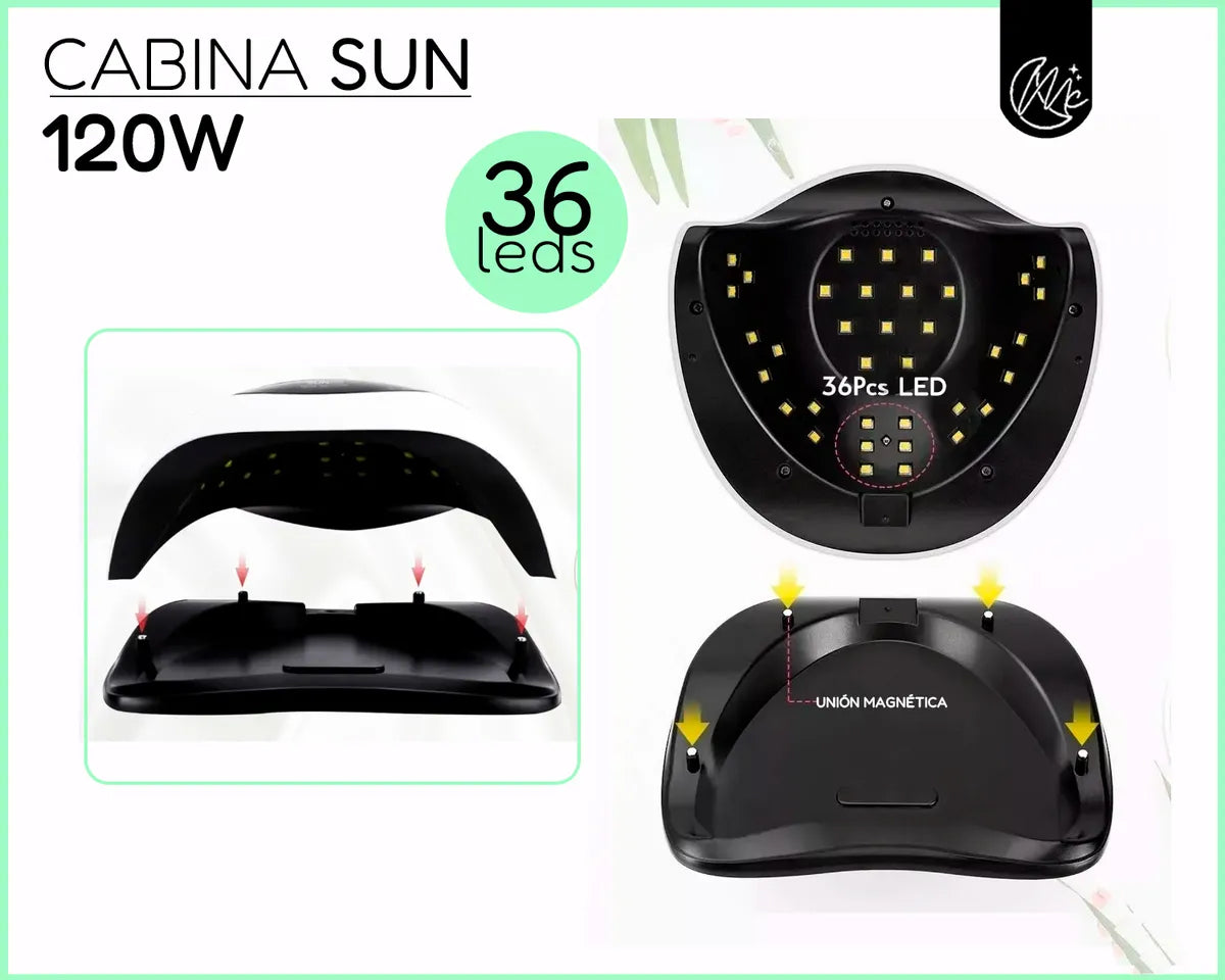 Kit Uñas X60 Manicura Semipermanente Torno Cabina Completo Cabina 120w Sun Bq5t