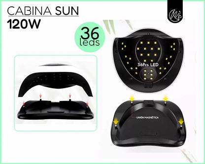 Kit Uñas X60 Manicura Semipermanente Torno Cabina Completo Cabina 120w Sun Bq5t