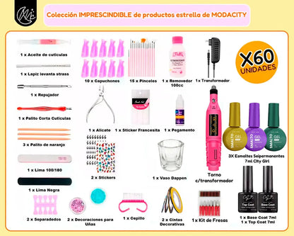 Kit Uñas Semipermanentes Inicial Completo Torno Manicura