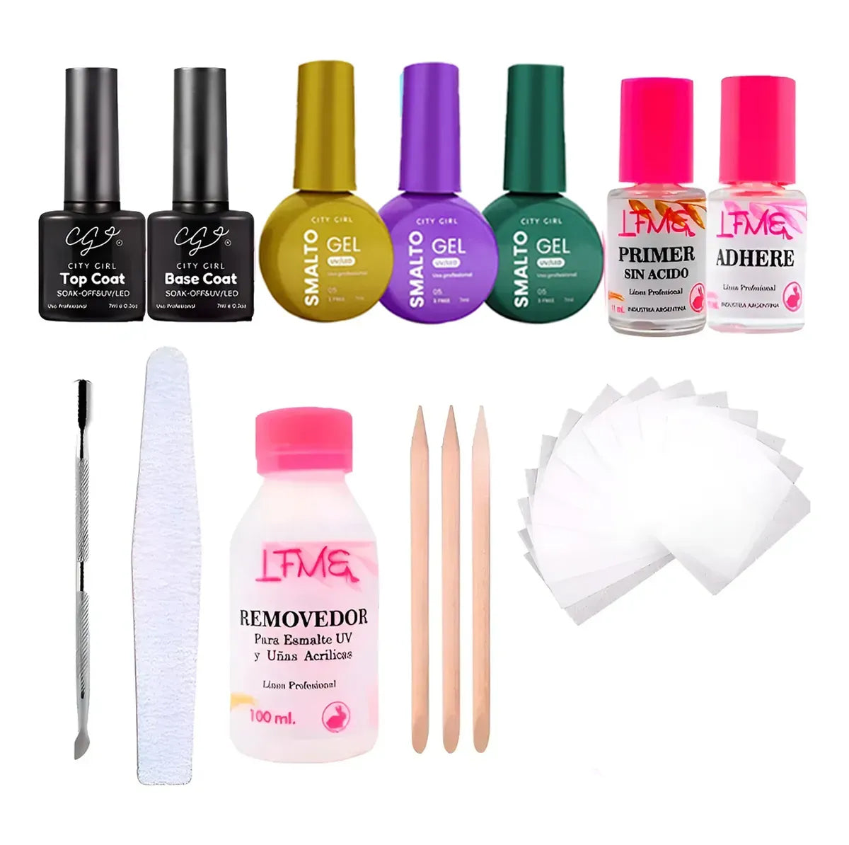 Set Insumos Semipermanentes Esmaltes Base Top X 13 Unidades