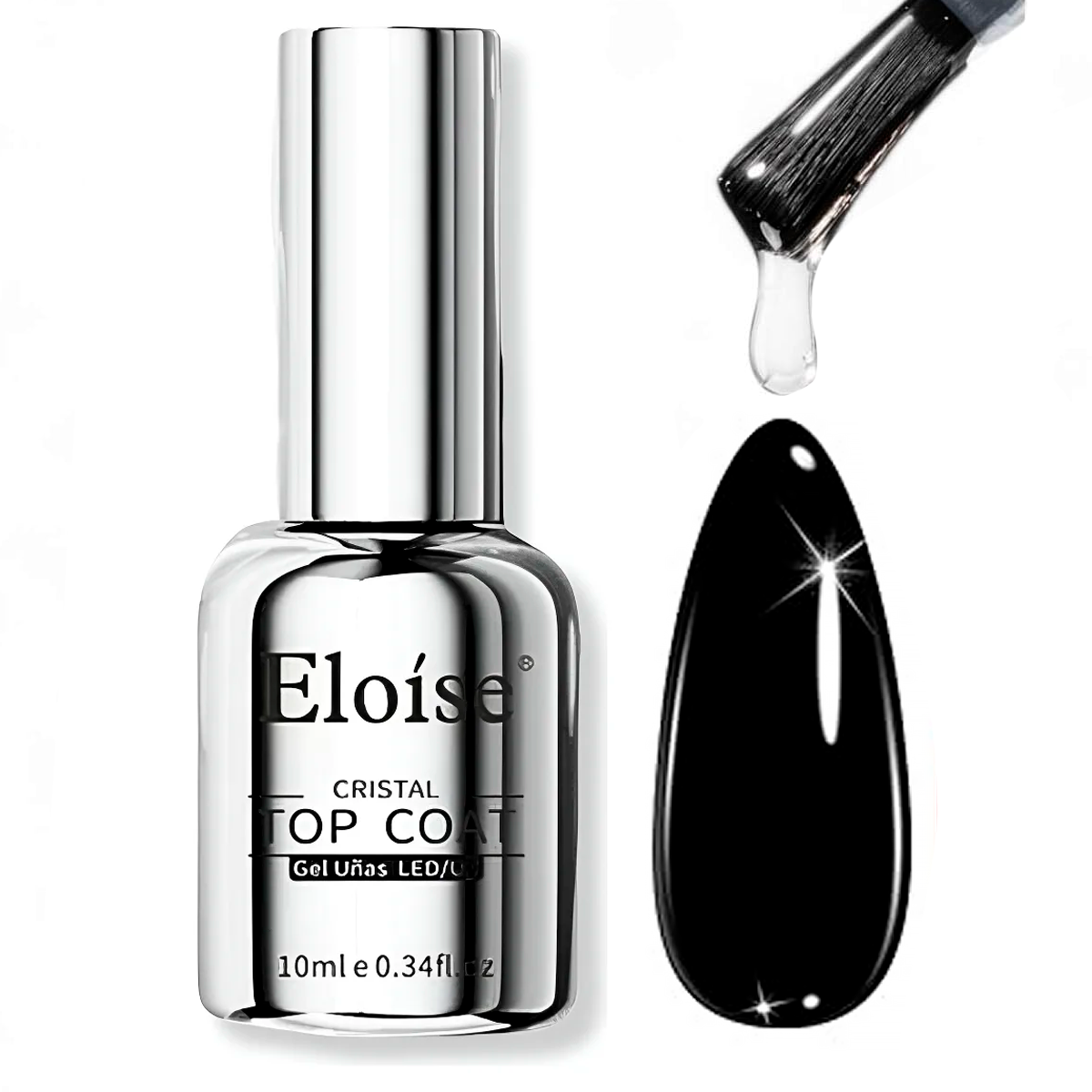Esmalte Sellador Top Coat Cristal Semipermanente 10ml Uv Led Transparente Efecto Brillante