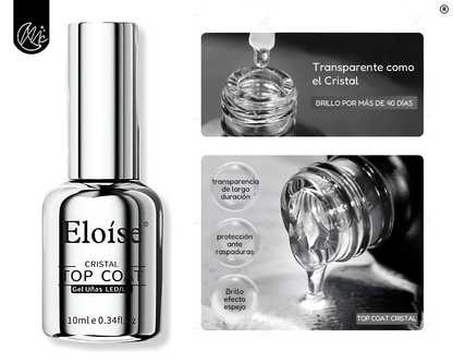 Esmalte Sellador Top Coat Cristal Semipermanente 10ml Uv Led Transparente Efecto Brillante