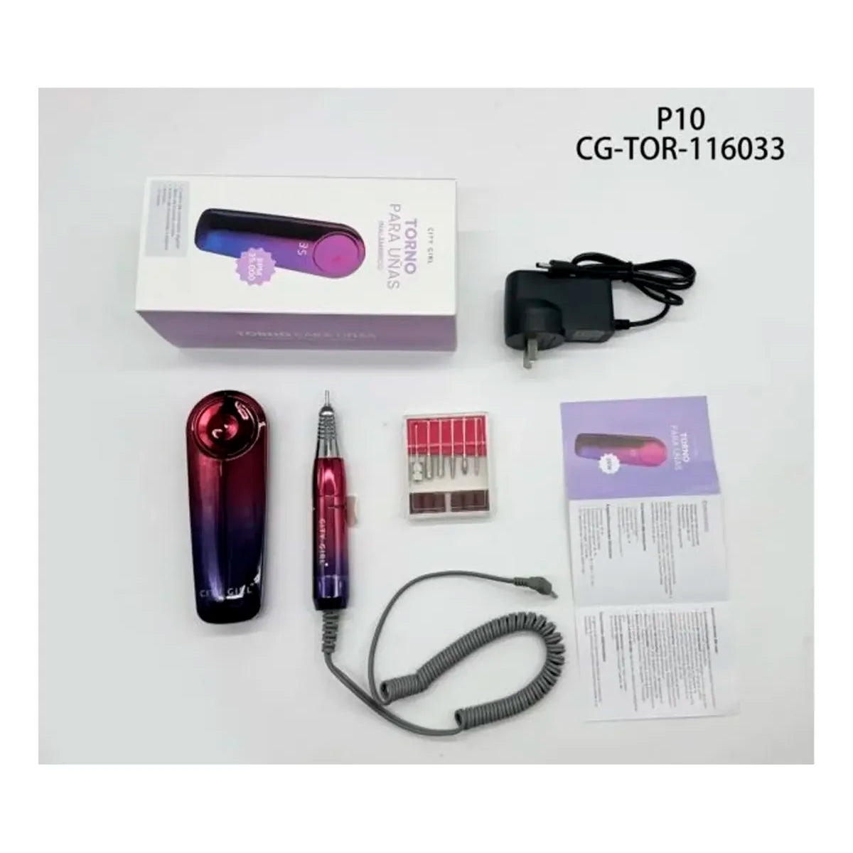 Torno Manicura Uñas City Girl 25w Inalámbrico Profesional
