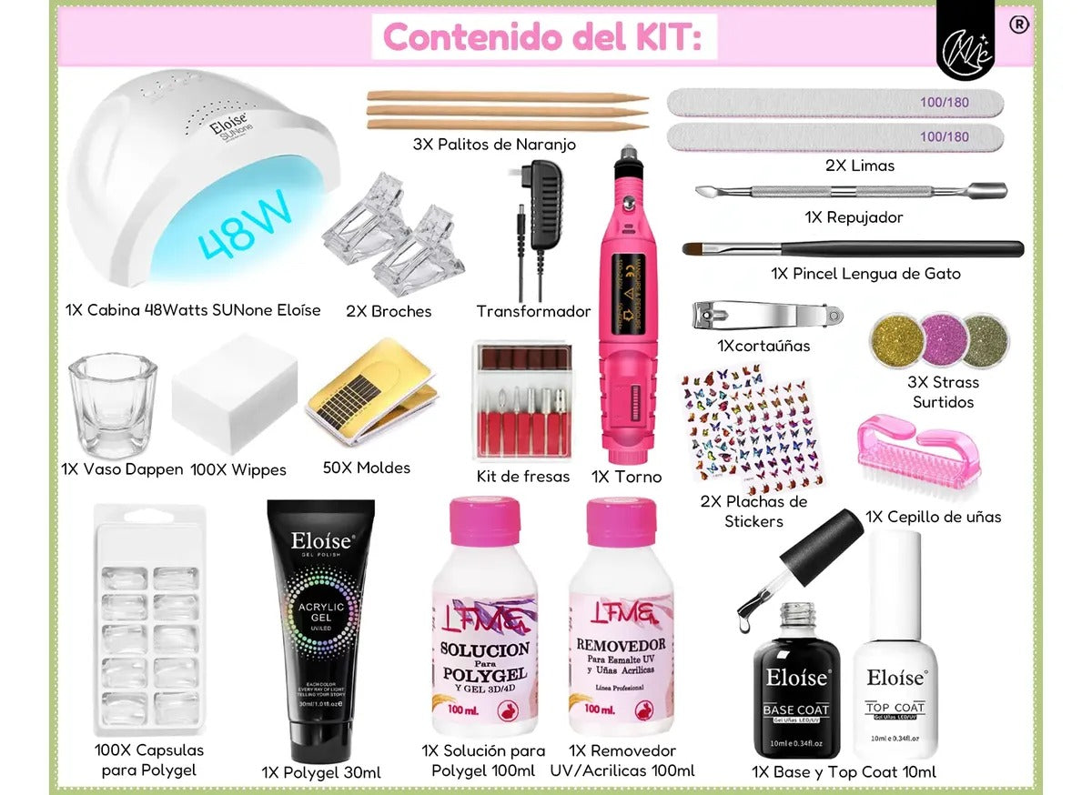 Kit Cuidado Uñas Esculpidas Manicura Pedicura Set Insumos