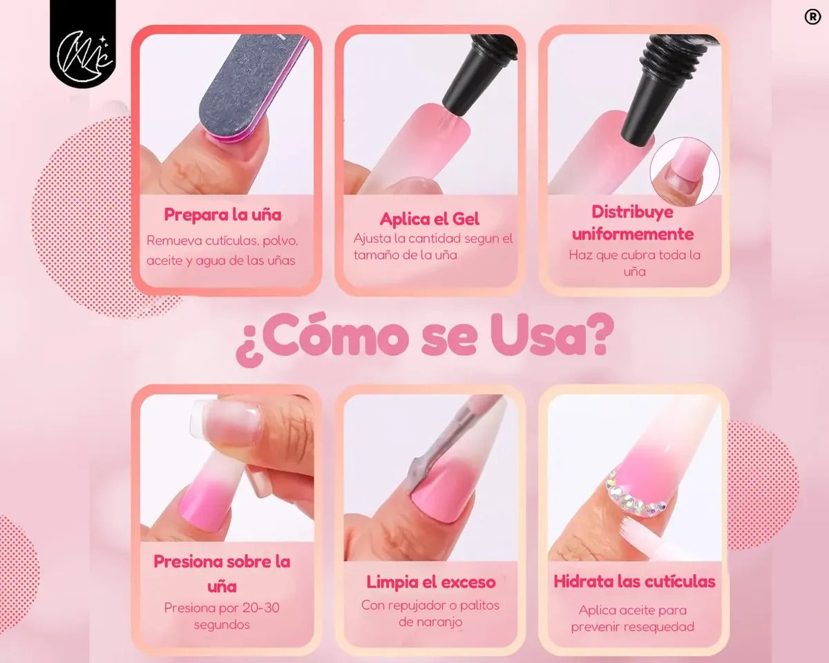 Kit Completo Esmaltado Uv Semipermanente Set Uñas Soft Gel