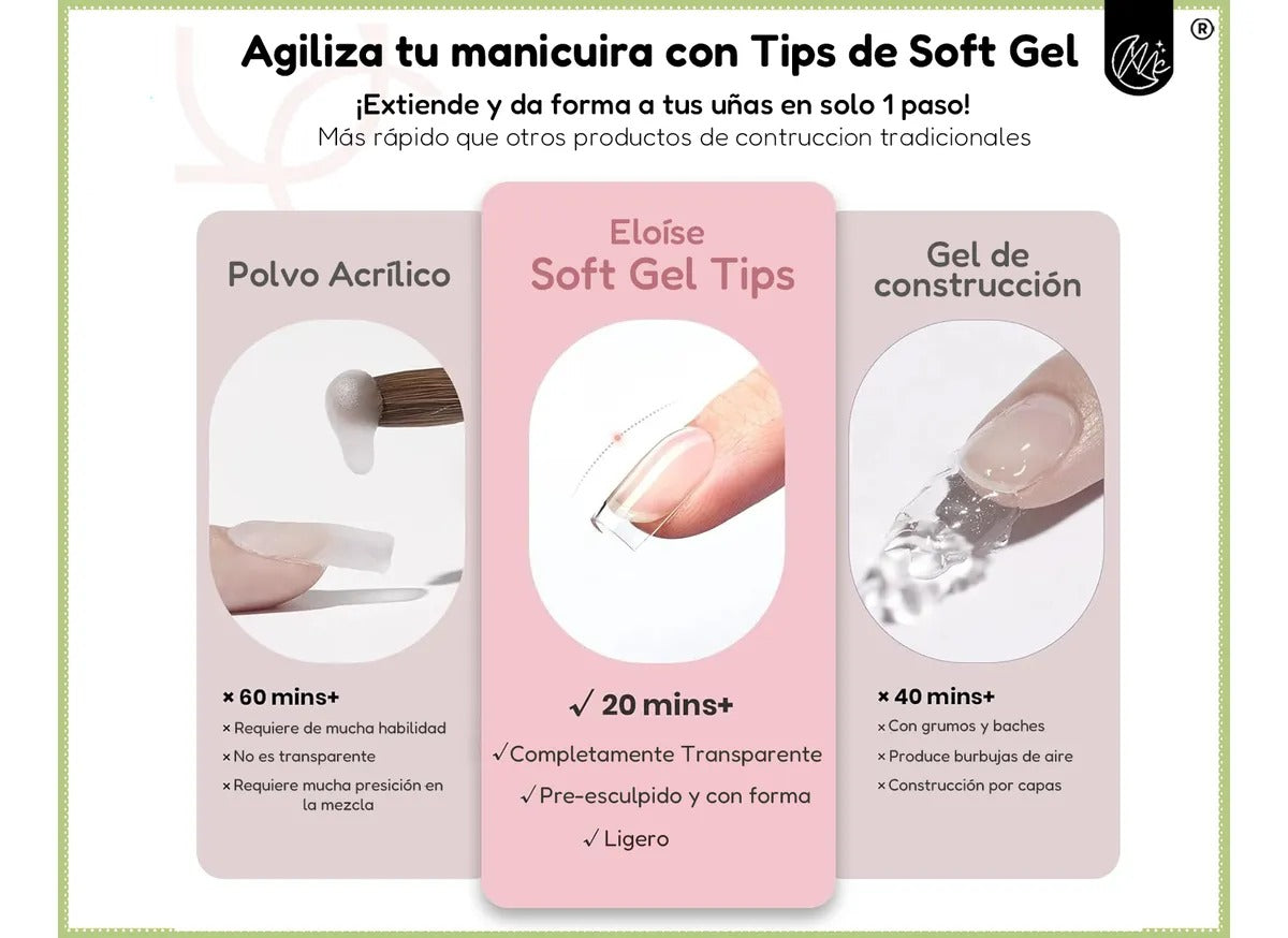 Kit Uñas Soft Gel Semipermanente Set Profesional Completo