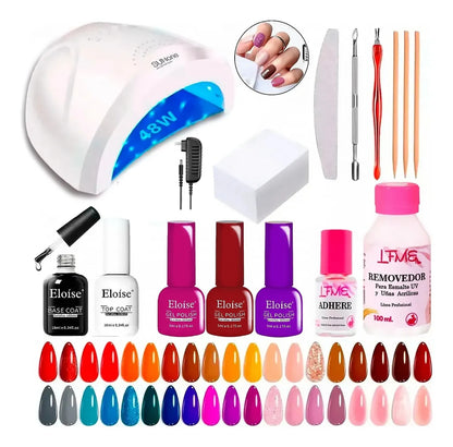 Kit Inicial X16 Cabina 48w Manicura Gel Uñas Semipermanentes