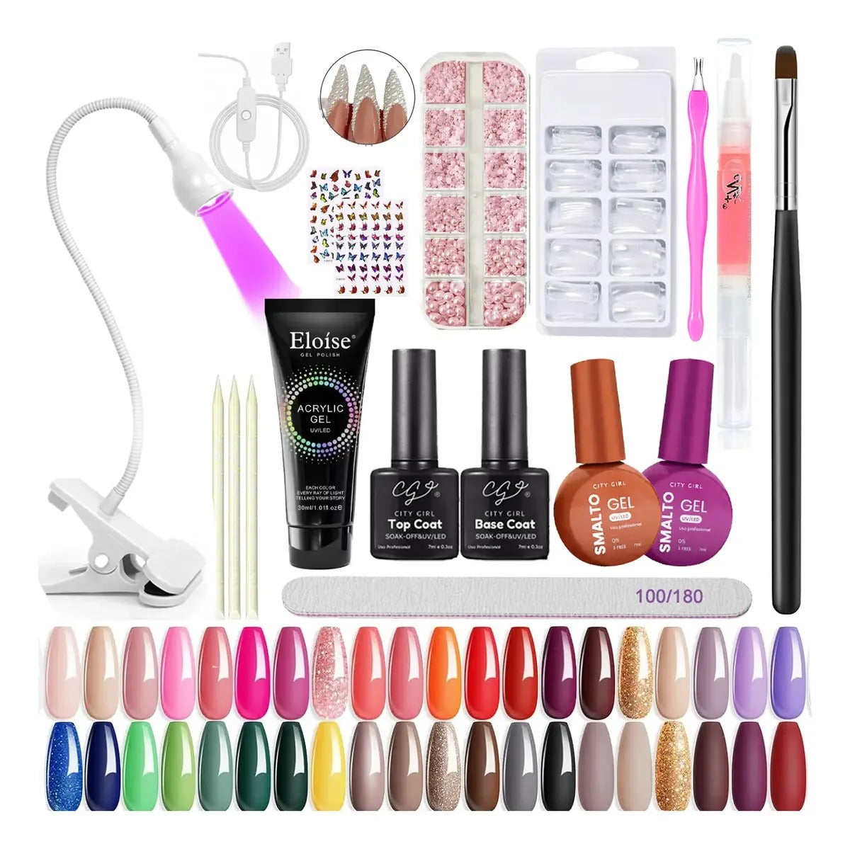 Kit Uñas Esculpidas Polygel Esmaltado Semipermanente Uv Led