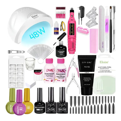 Kit Uñas Completo Esmaltado Semipermanente Polygel Cabina.