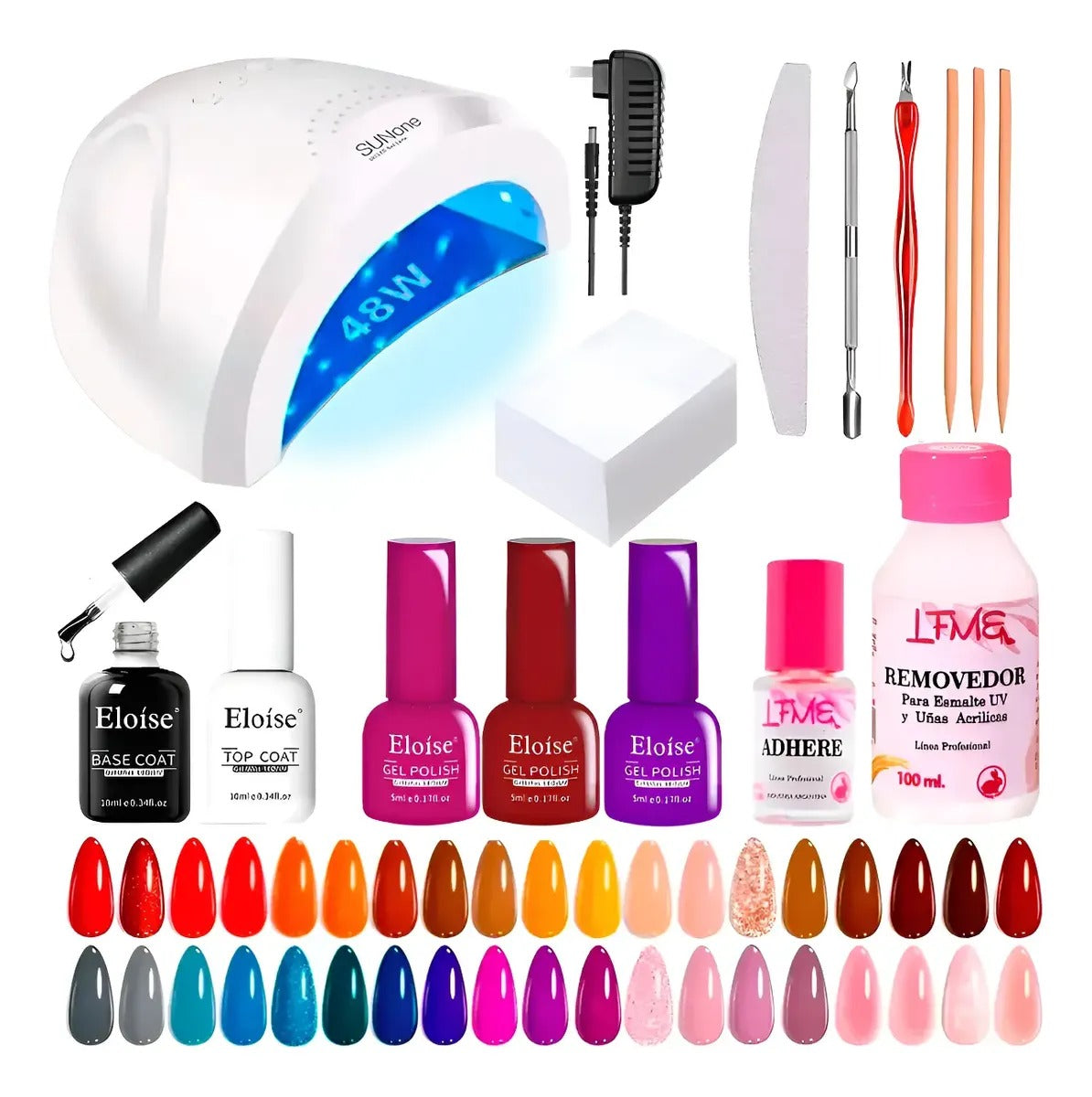 Kit Inicial X16 Cabina 48w Gel Uñas Manicura Semipermanente