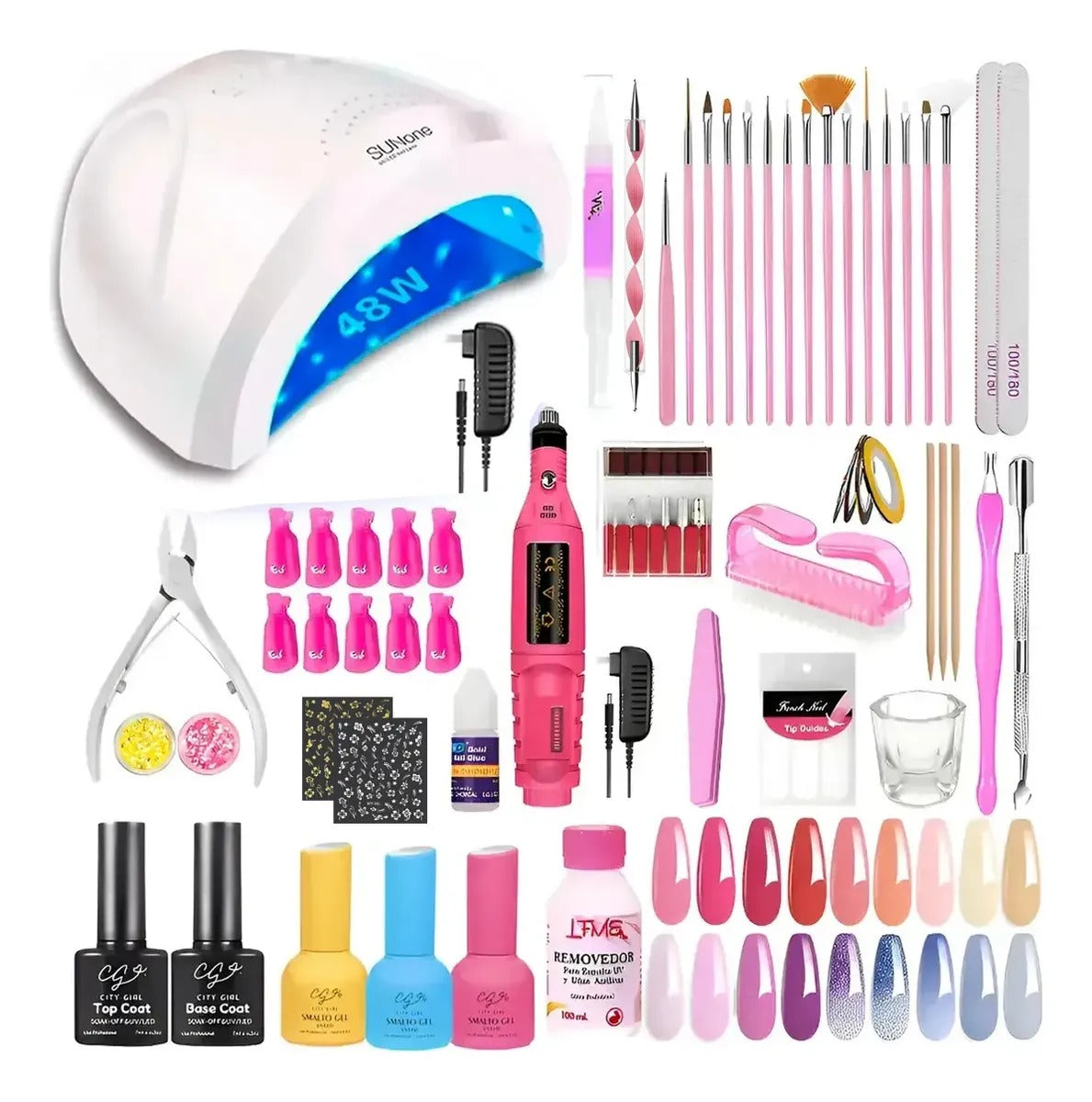 Kit Uñas Manicura Semipermanente X60 Torno Cabina Completo