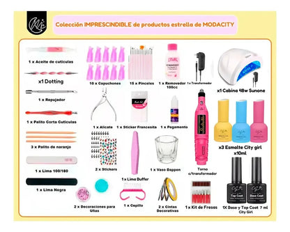 Kit Uñas Manicura Semipermanente X60 Torno Cabina Completo