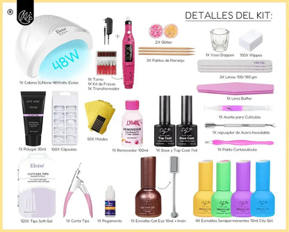 Kit Uñas Esmaltadas Semipermanente Set Completo Polygel Uv