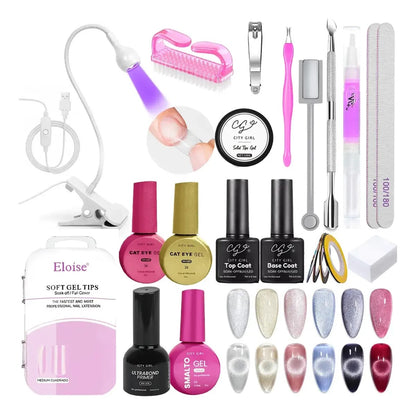 Kit Uñas Esculpidas Soft Gel Cat Eye Esmalte Semipermanente