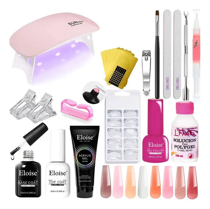 Kit Uñas Esmaltado Esculpidas Polygel Set Uv Semipermanente