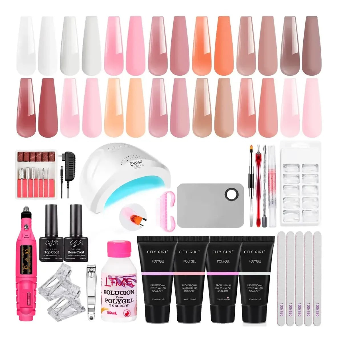 Kit Polygel Completo Esmaltado Semipermanente Cabina Torno
