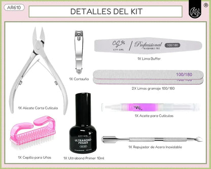 Kit Preparación Uñas Gelificadas Esmaltado Uv Semipermanente