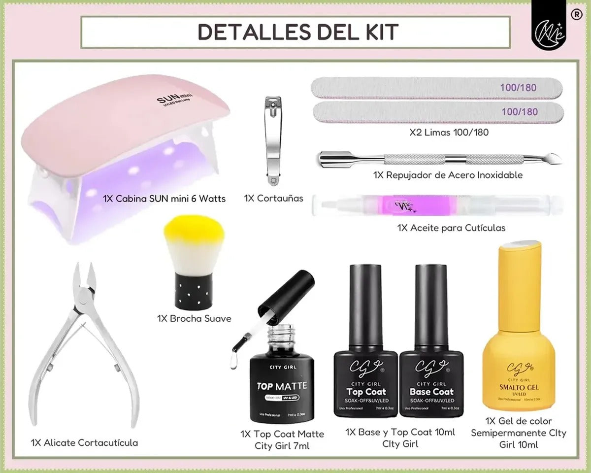 Kit X22 Polygel Semipermanente Set Completo Uñas Manicuria