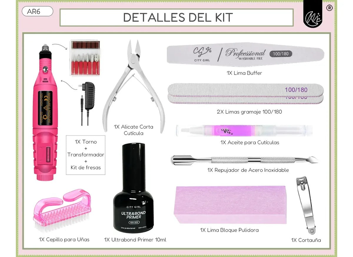 Kit Preparación Uñas Gelificadas Manicura Inicial Completo
