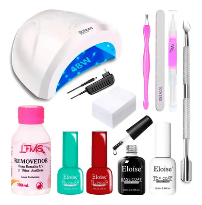 Kit Esmaltado Semipermanente Set Principiantes Cabina Uv Led