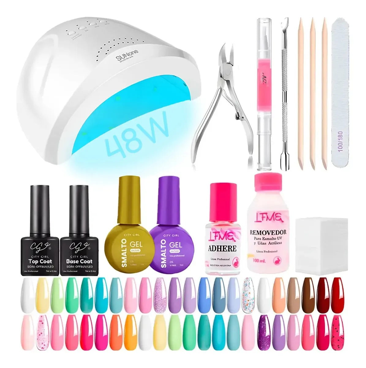 Kit Manicura Inicial Semipermanente Cabina Uv Led Uñas Gel