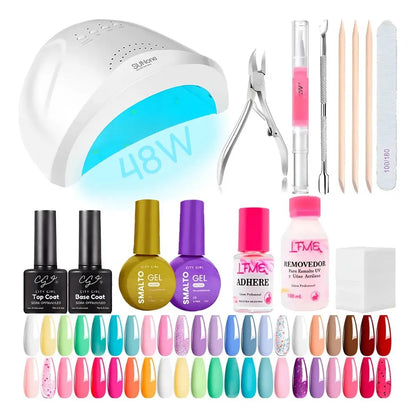 Kit Manicura Inicial Semipermanente Cabina Uv Led Uñas Gel