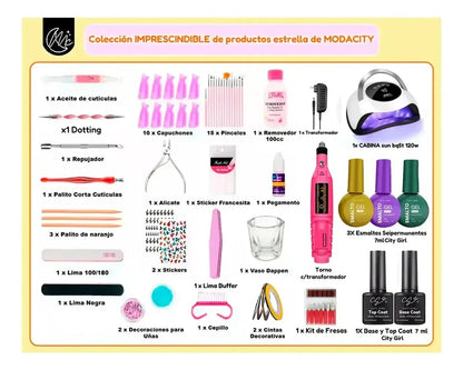 Kit Uñas X60 Manicura Semipermanente Torno Cabina 168w Completo