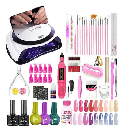 Kit Uñas X60 Manicura Semipermanente Torno Cabina 168w Completo