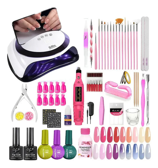 Kit Uñas X60 Manicura Semipermanente Torno Cabina 168w Completo