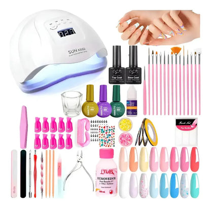 Kit Manicura Semipermanente Cabina Uv 80w Led Profesional Uñas Blanco