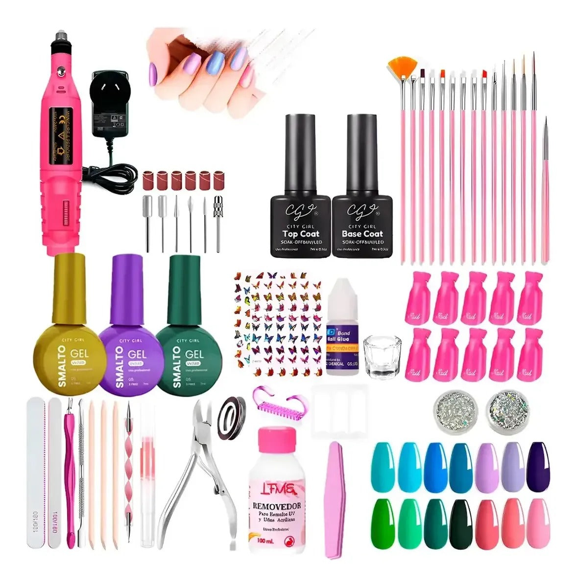 Kit Uñas Semipermanentes Inicial Completo Torno Manicura