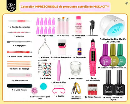 Kit Manicura Completo X60u Semipermanente Cabina Uv Led Uñas Blanco