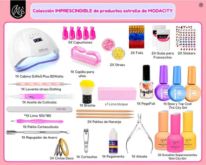 Kit Inicial Uñas Y Semipermanente Cabina Completo 44 Piezas