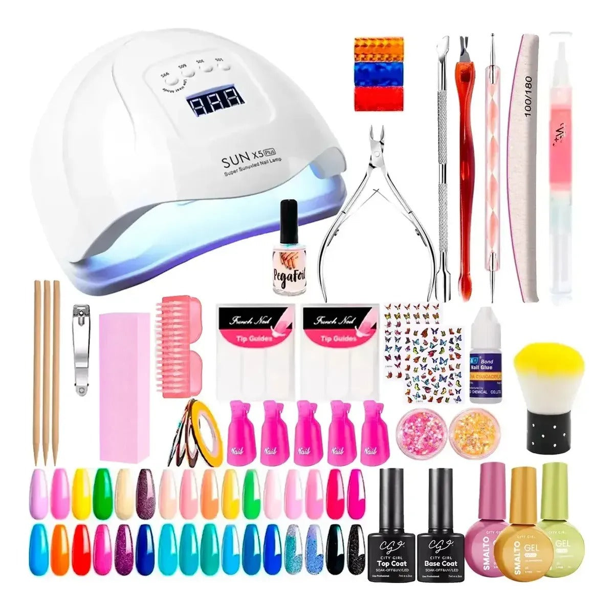 Kit Inicial Uñas Y Semipermanente Cabina Completo 44 Piezas