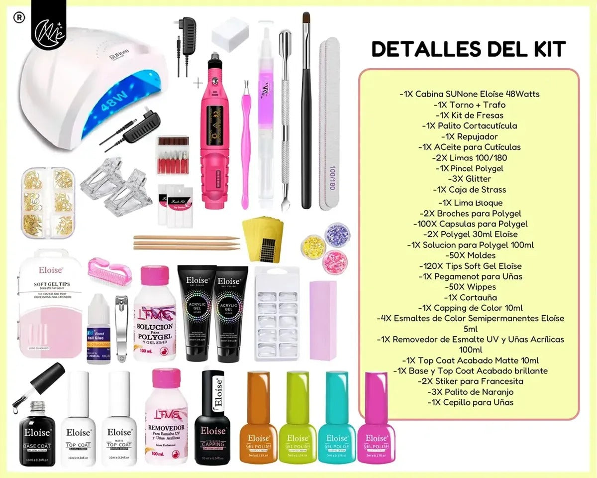 Kit Uñas Esculpidas Completo Polygel Manicura Semipermanente