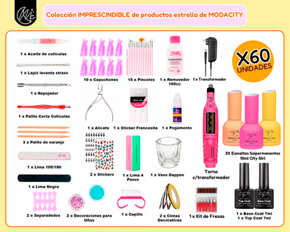 Kit Uñas Semipermanentes Inicial Completo Torno Manicura