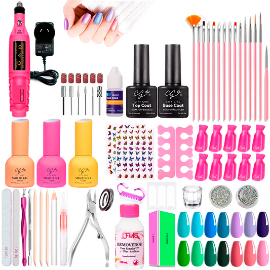 Kit Uñas Semipermanentes Inicial Completo Torno Manicura