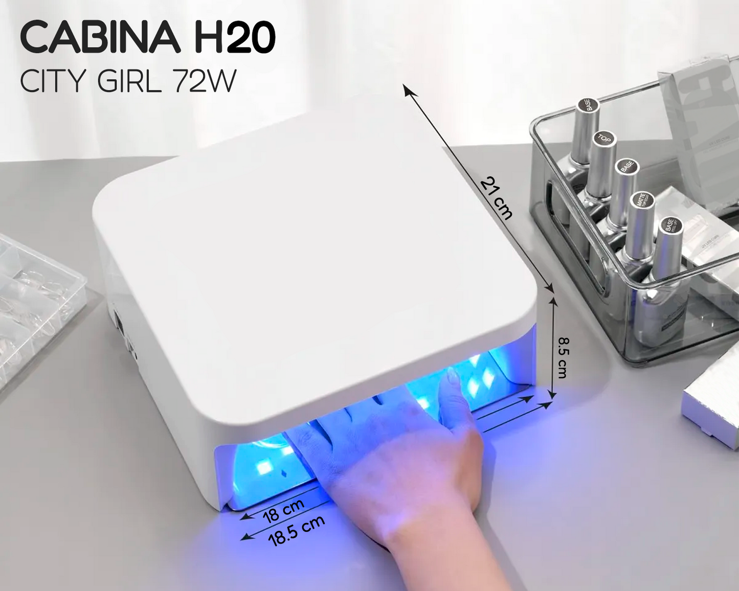 Cabina Uñas Gel H20 Lámpara Horno Uv Led 96w Profesional
