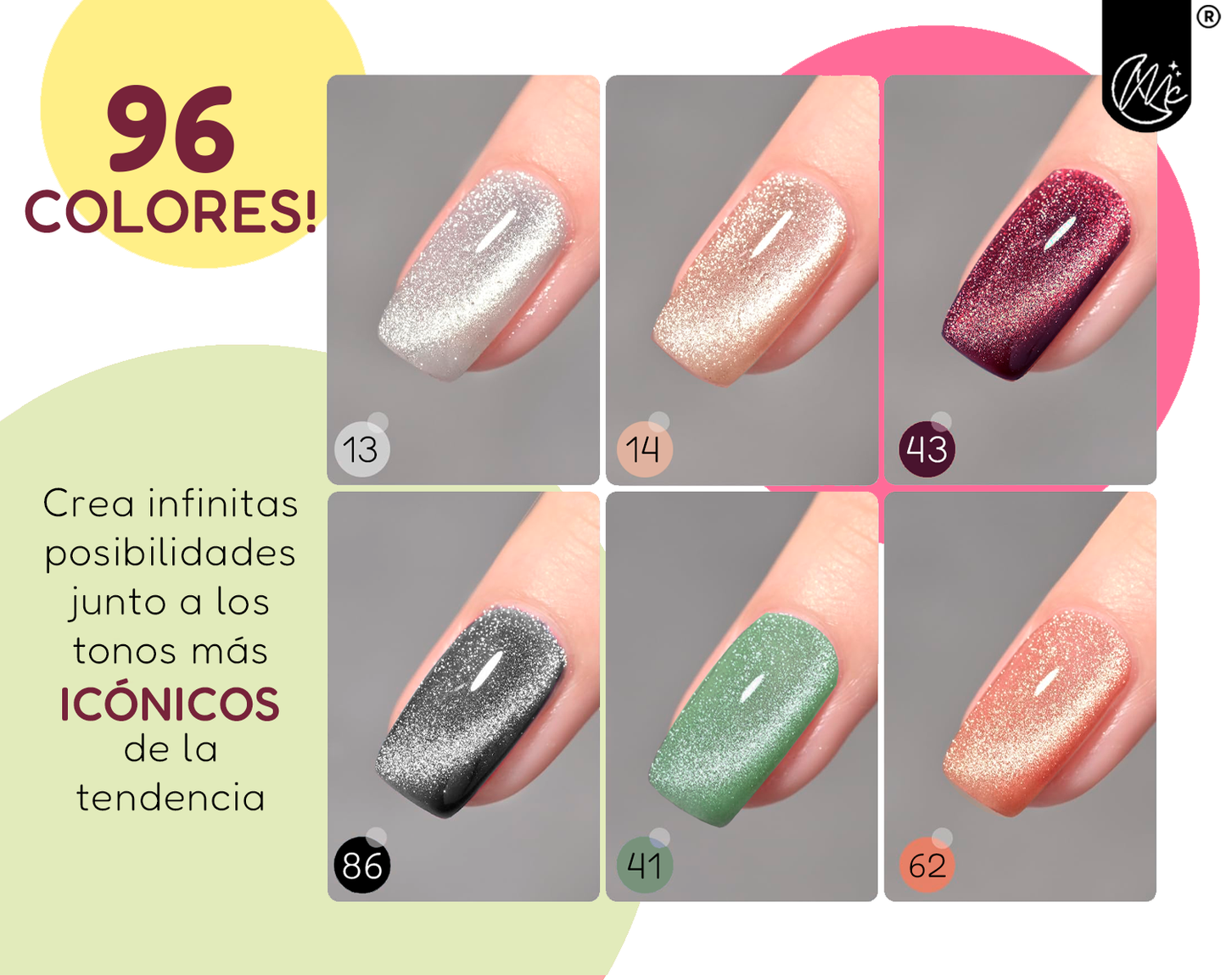 Esmaltes Uñas Gelificadas Efecto Cat Eye Ojo Gato Espejo X6