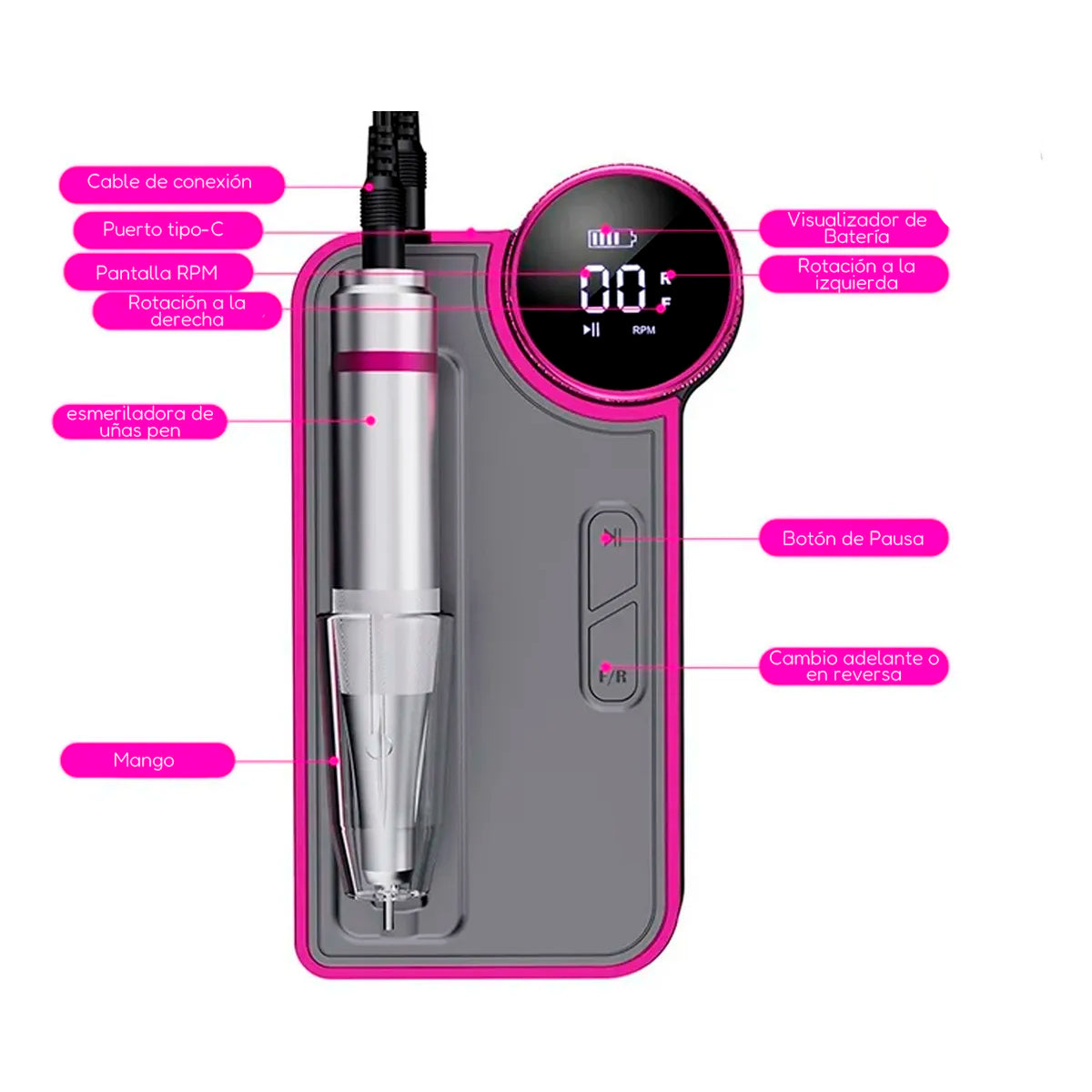 Lapiz Torno Uñas Gel Pedicura Manicura Profesional 35000rpm