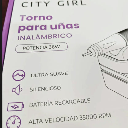 Torno Uñas Inalámbrico 35000 Rpm City Girl 36w Profesional
